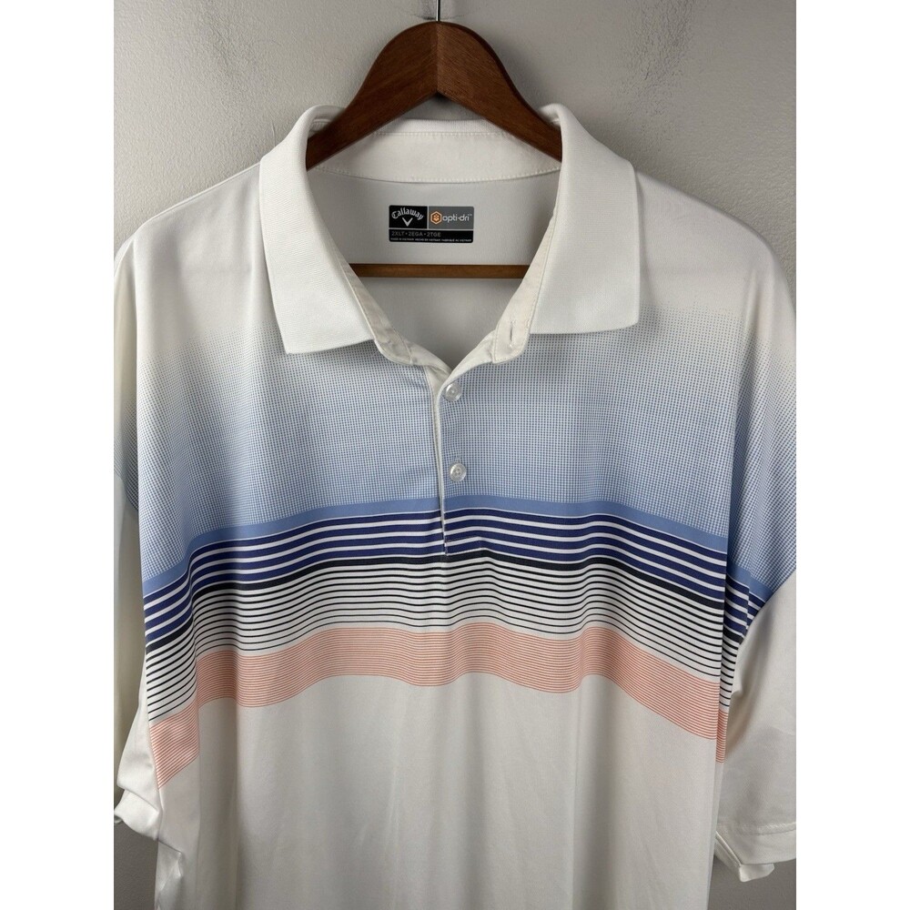 Callaway Opti-Dri Golf Polo Shirt Size 2XLT White Striped